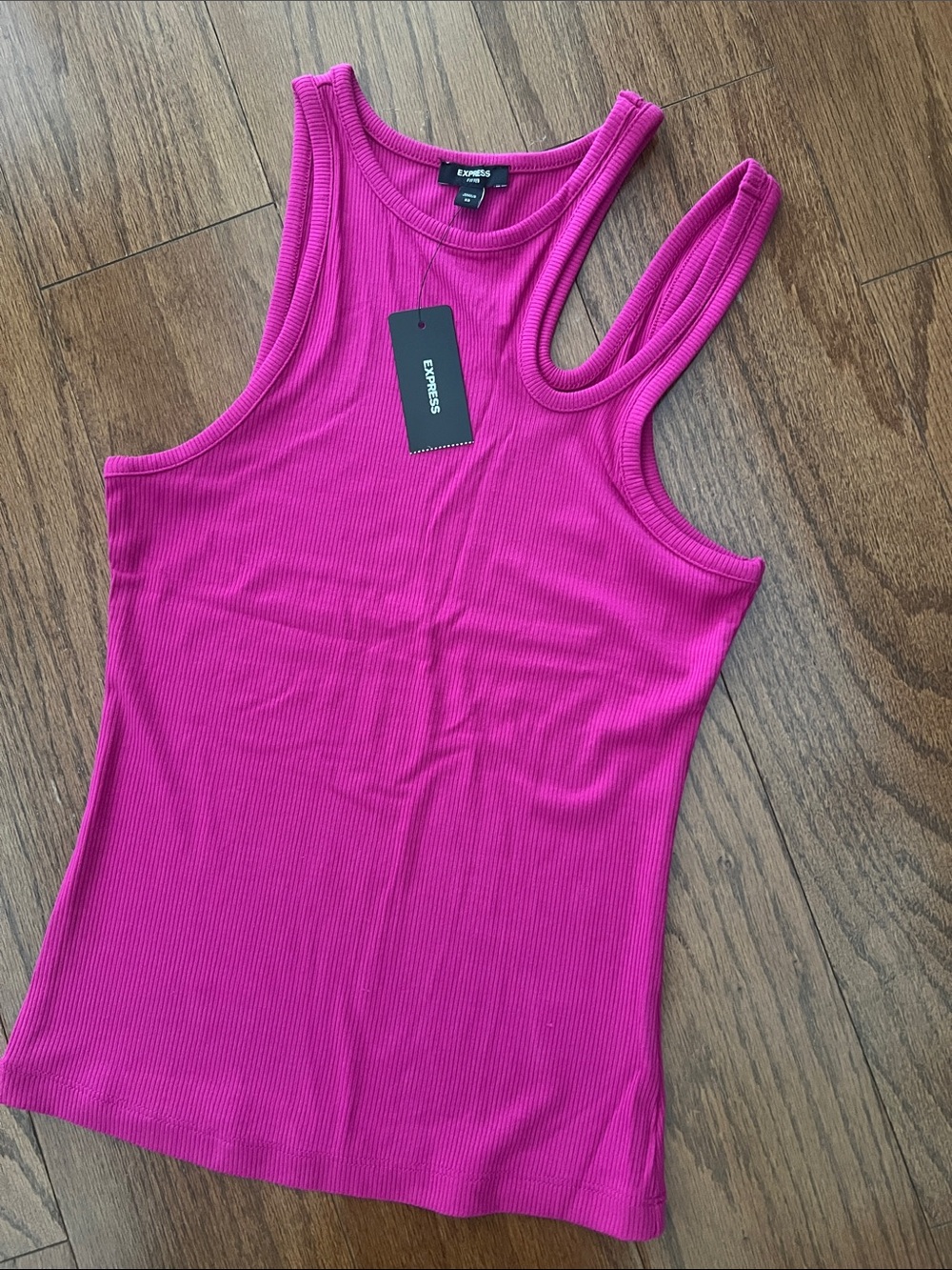 Express Ribbed Tank Top in Bright Fuchsia, size XS, NWT